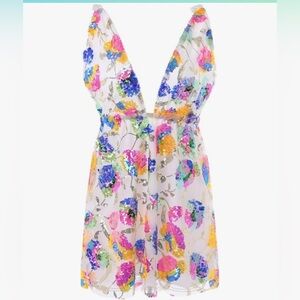 Hazel & Olive White and Bright Sequin Mini Dress – Size Medium